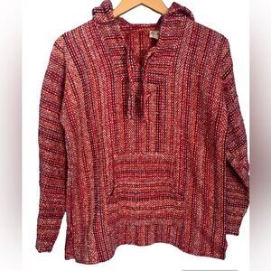 Artesanias Cuamatzi Baha Red Mexican Hoodie Size M